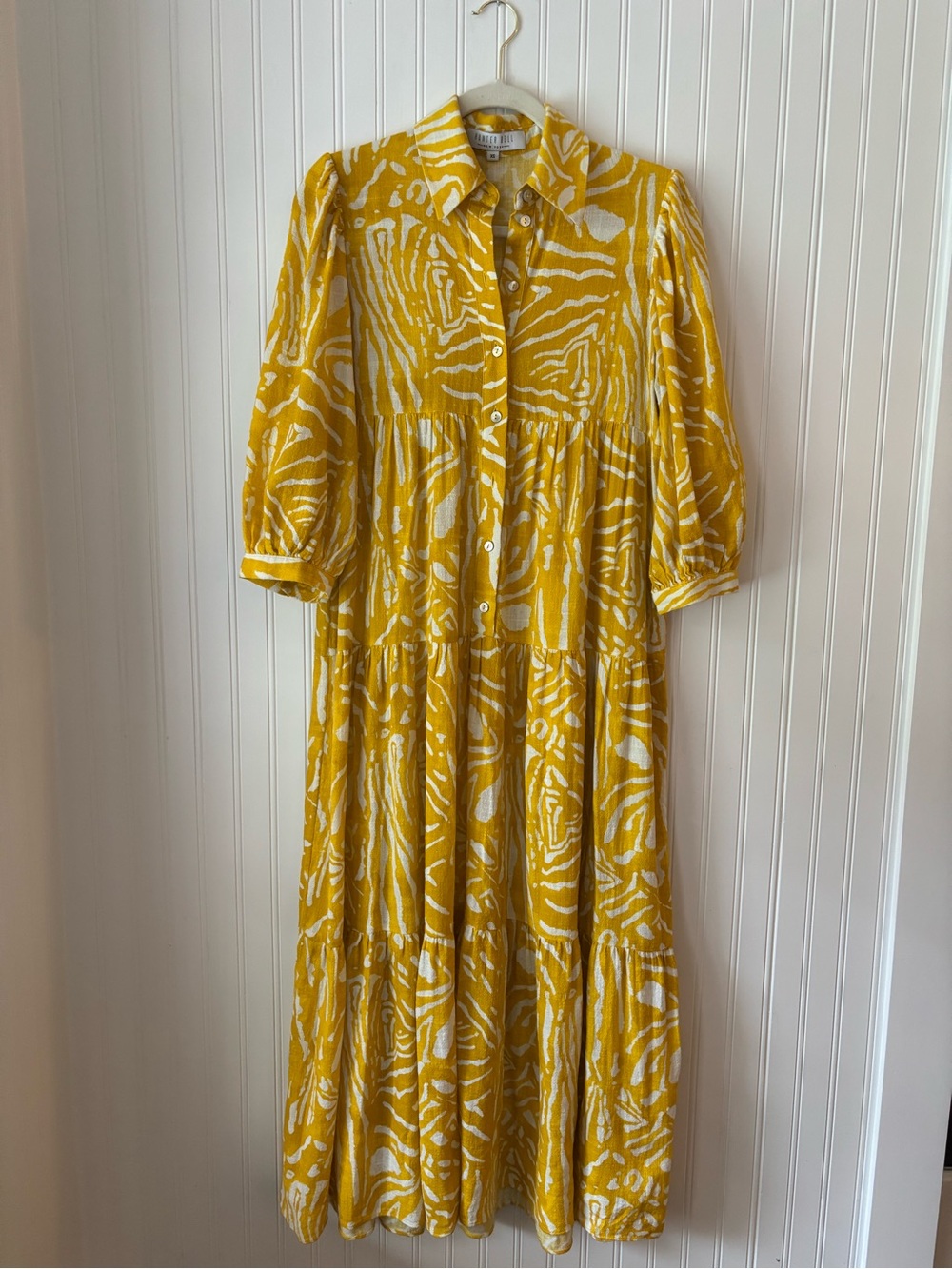 HUNTER BELL Tiered Button-Front Midi Dress